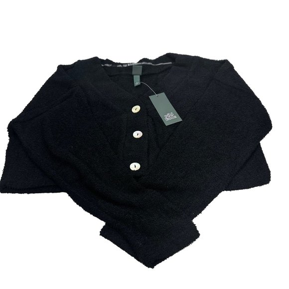 wild fable Sweaters - Wild Fable Women's Size Med Cropped Cozy Cardigan Fuzzy V-Neck Button Up Black